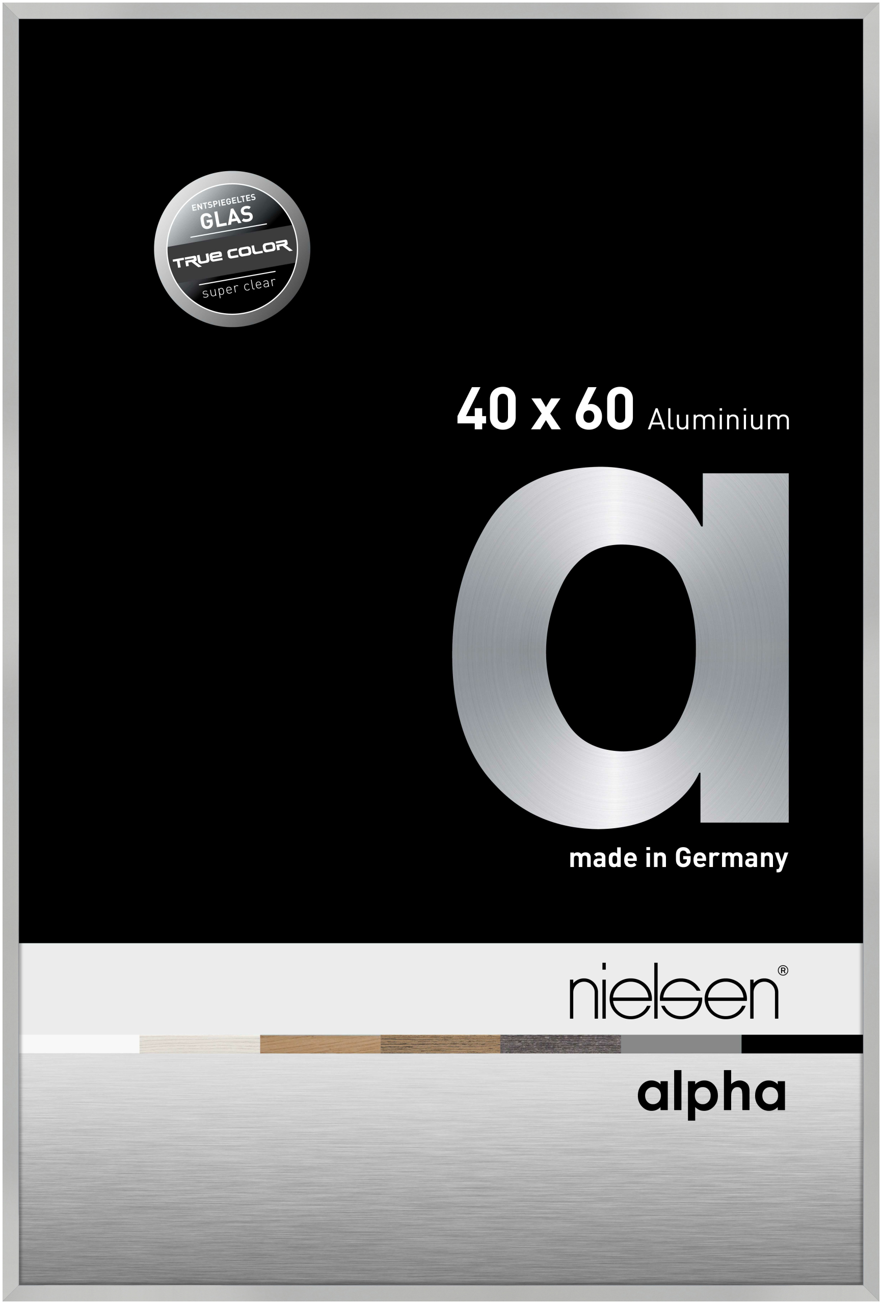 nielsen Aluminium Bilderrahmen Alpha True Color, 40x60 cm, Silber Matt