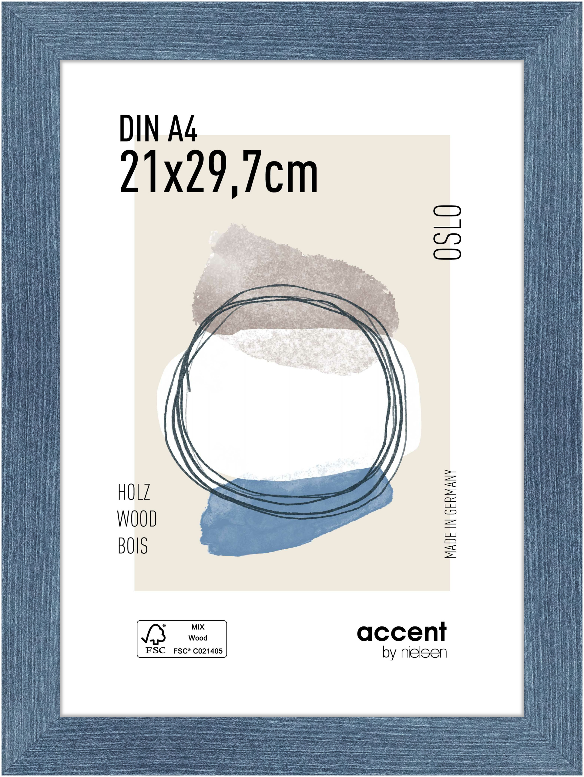 accent by nielsen Holz Bilderrahmen Oslo, 21x29,7 cm (A4), Blau