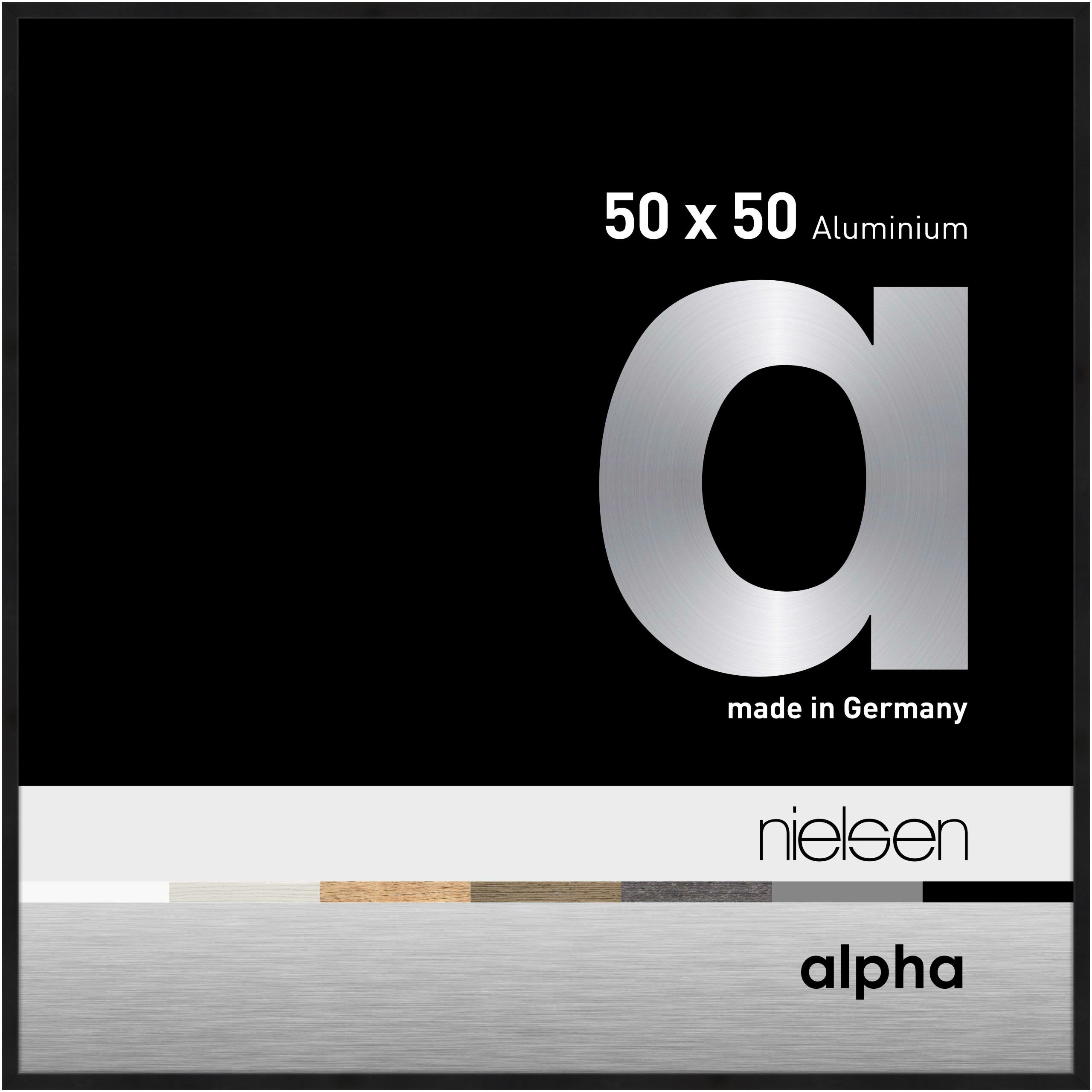 nielsen Aluminium Bilderrahmen Alpha, 50x50 cm, Eloxal Schwarz Matt