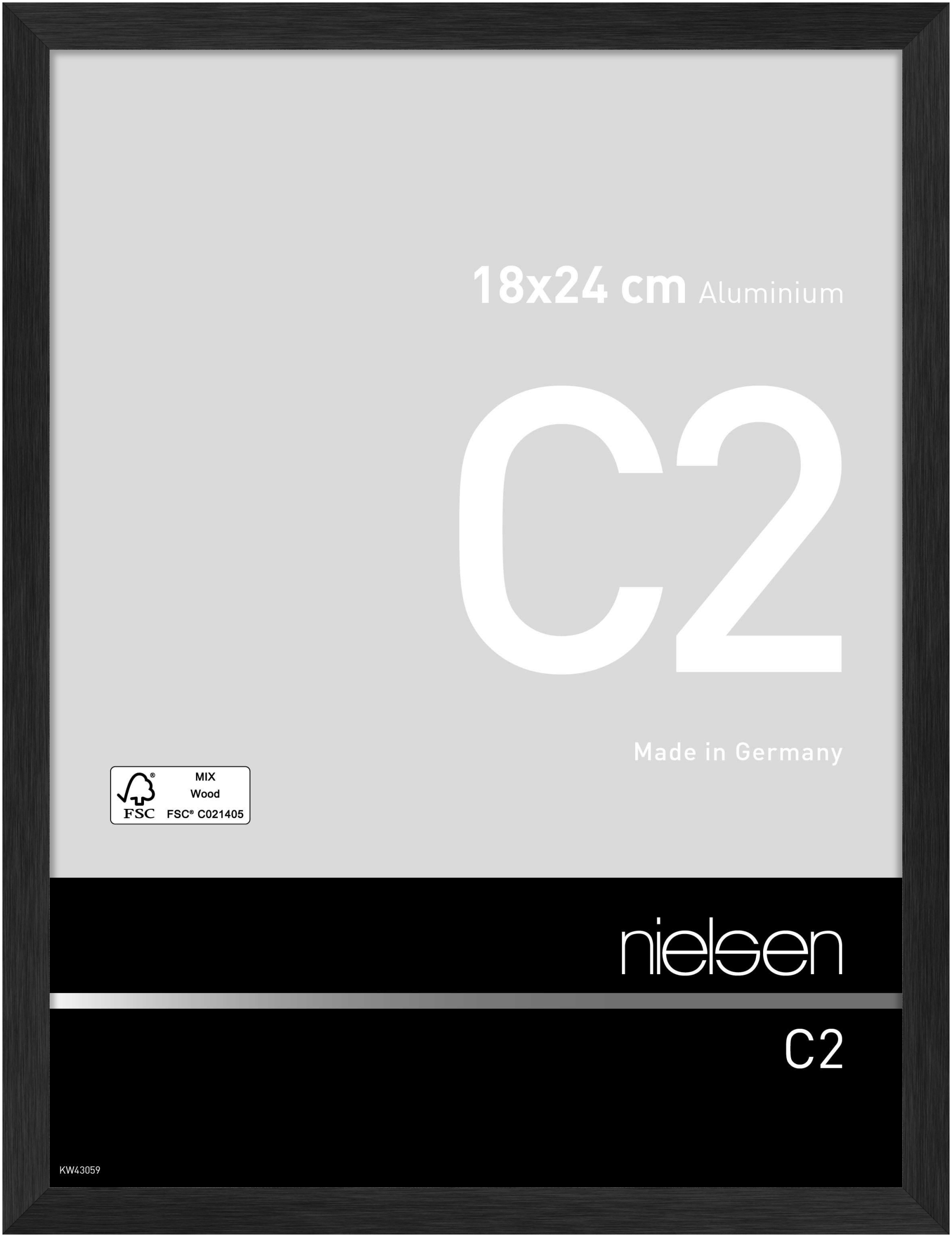 nielsen Aluminium Bilderrahmen C2, 18x24 cm, Struktur Schwarz Matt