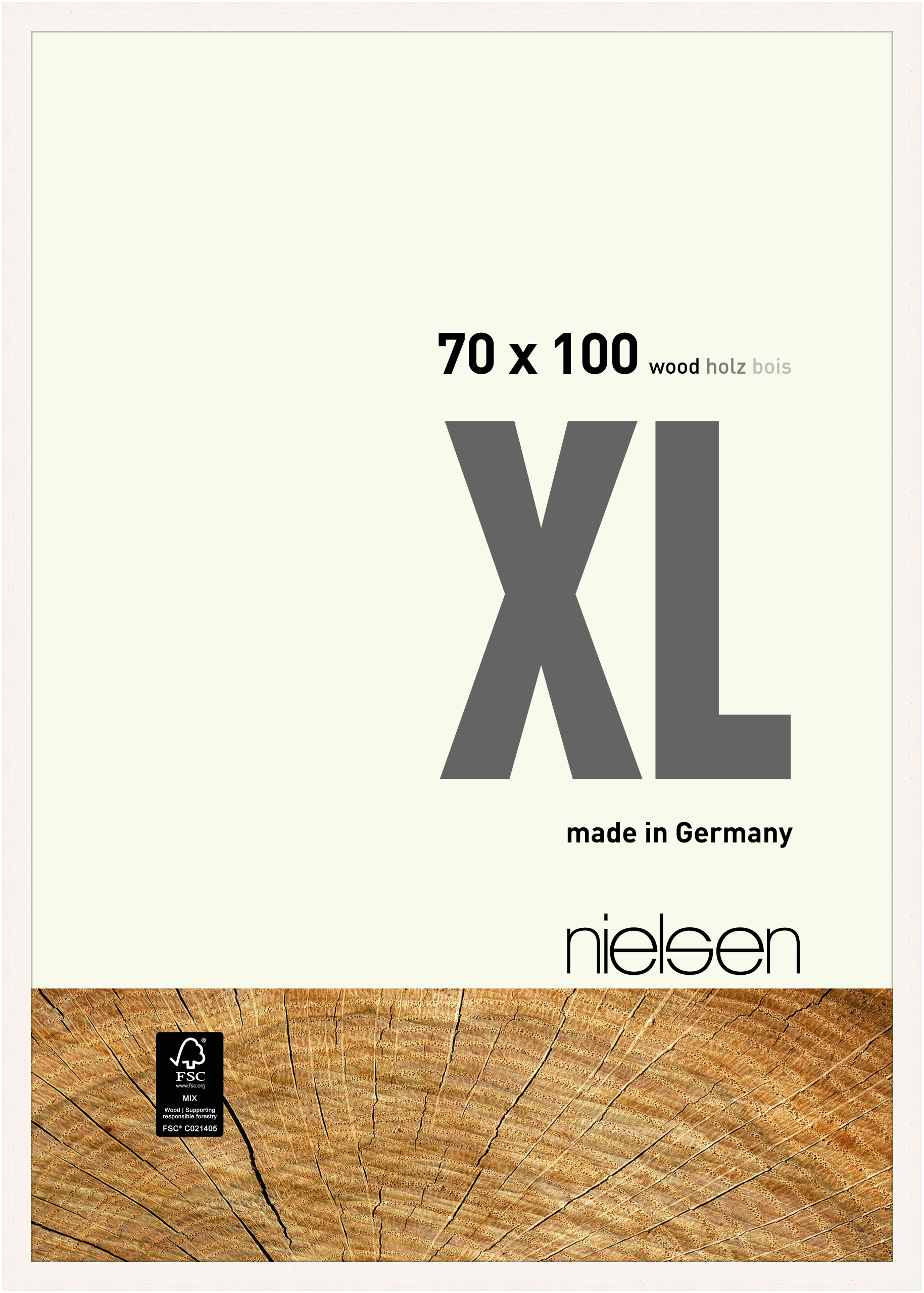 nielsen Holz Bilderrahmen XL, 70x100 cm, Deckend Weiß