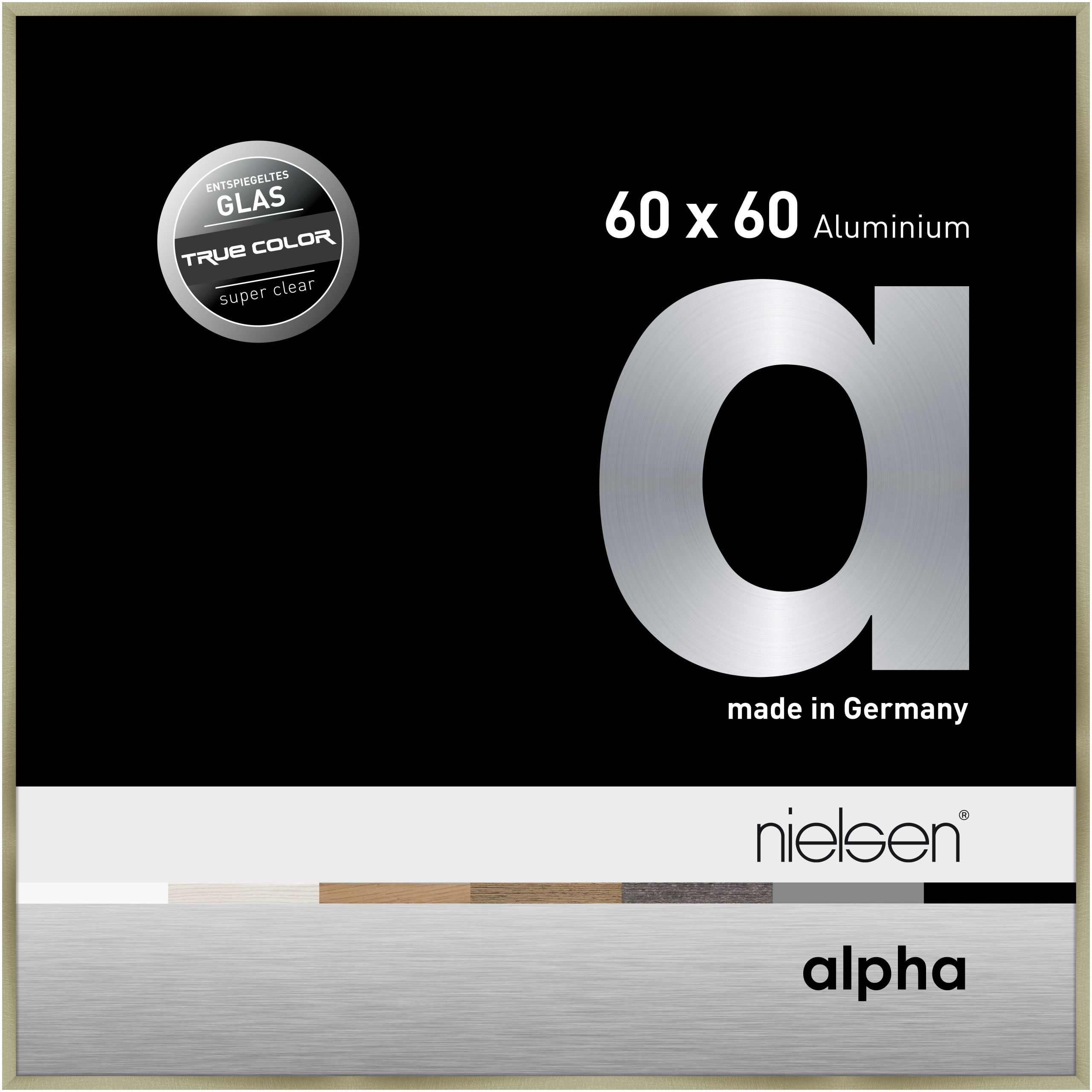 nielsen Aluminium Bilderrahmen Alpha True Color, 60x60 cm, Brushed Edelstahl