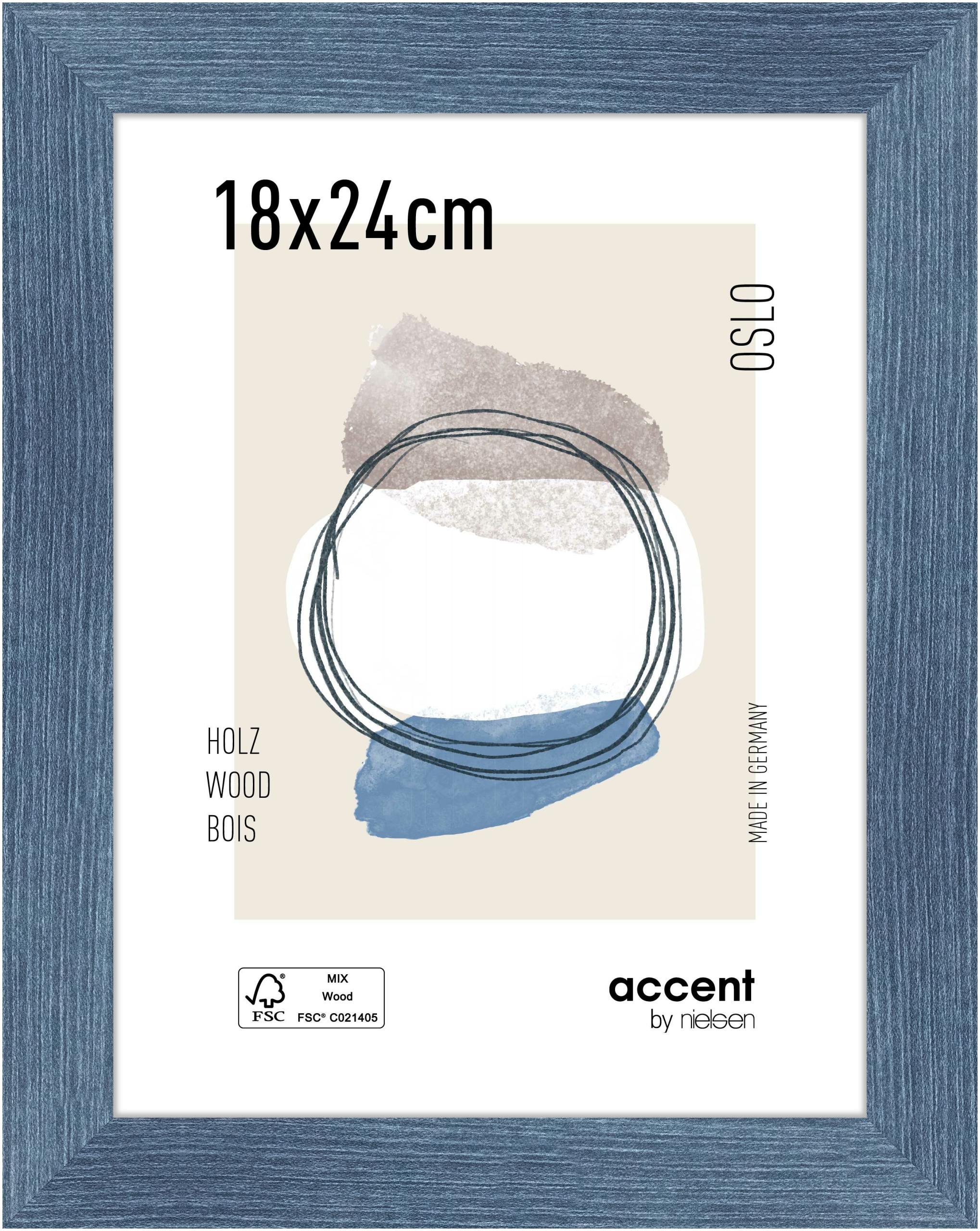 accent by nielsen Holz Bilderrahmen Oslo, 18x24 cm, Blau