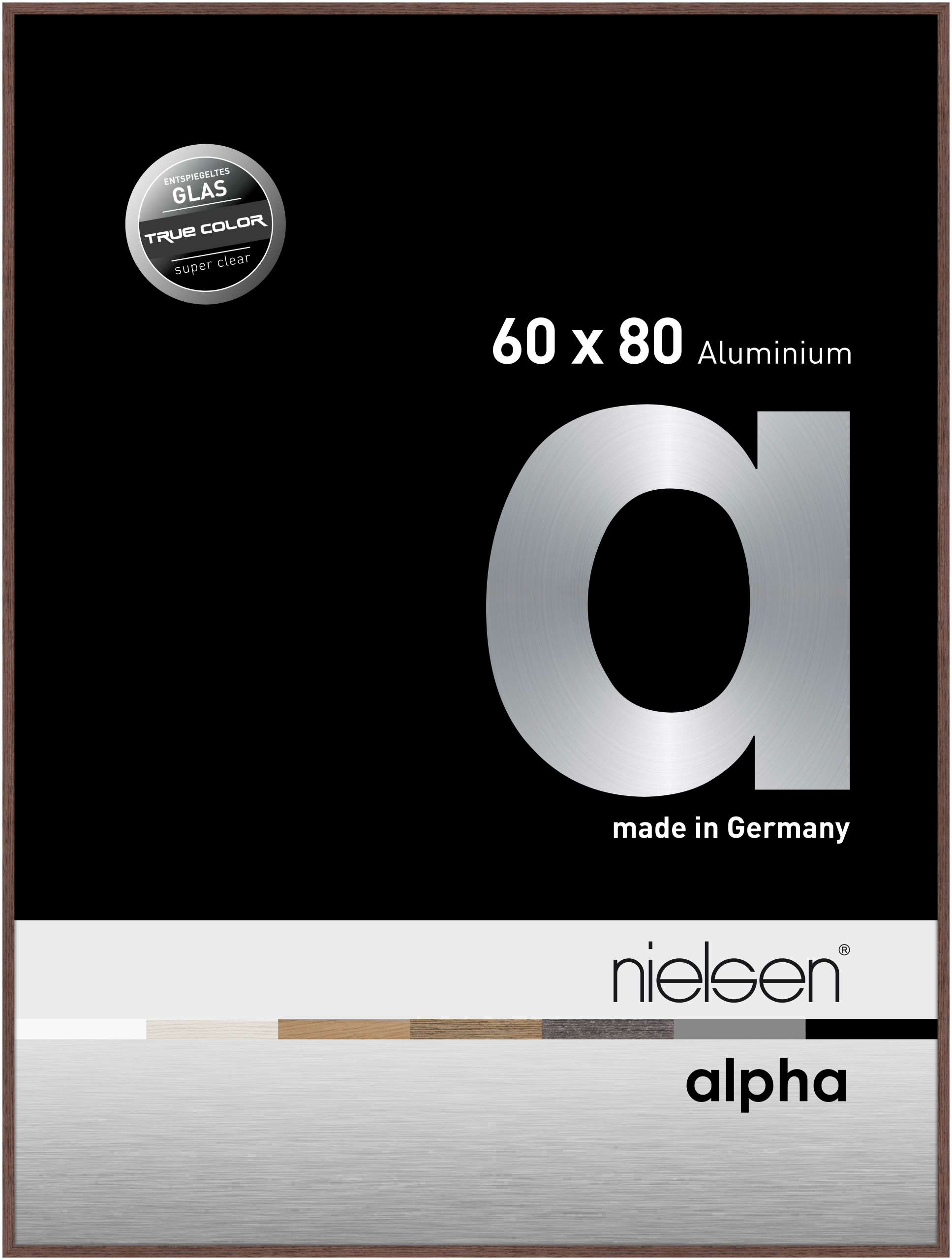 nielsen Aluminium Bilderrahmen Alpha True Color, 60x80 cm, Wengé Hell