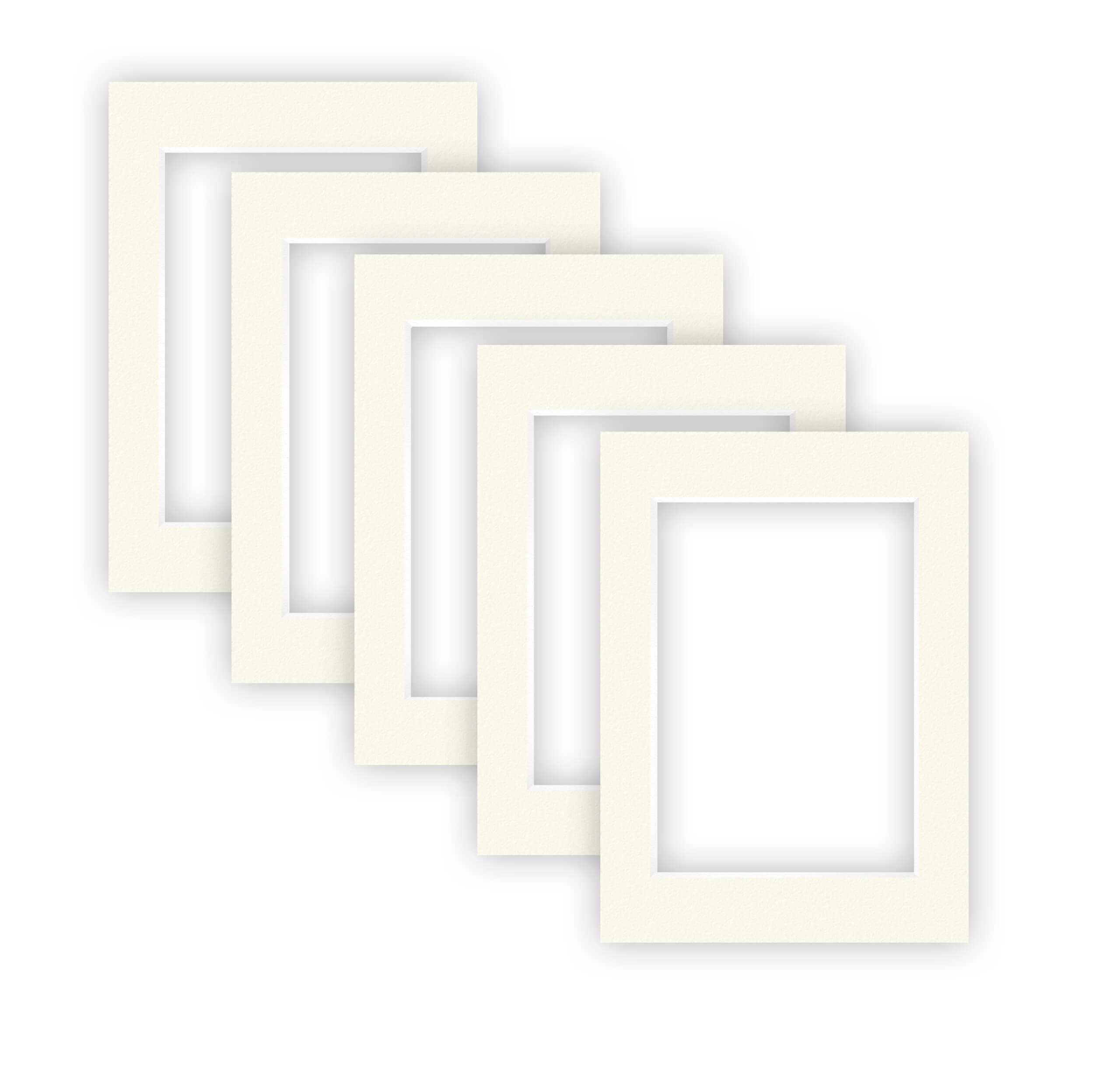 nielsen Conservation Passepartout 2,2 mm, 5er Set, Außenformat 13x18 cm für Bilder 9x13 cm, Elfenbein cremeweiß glatt