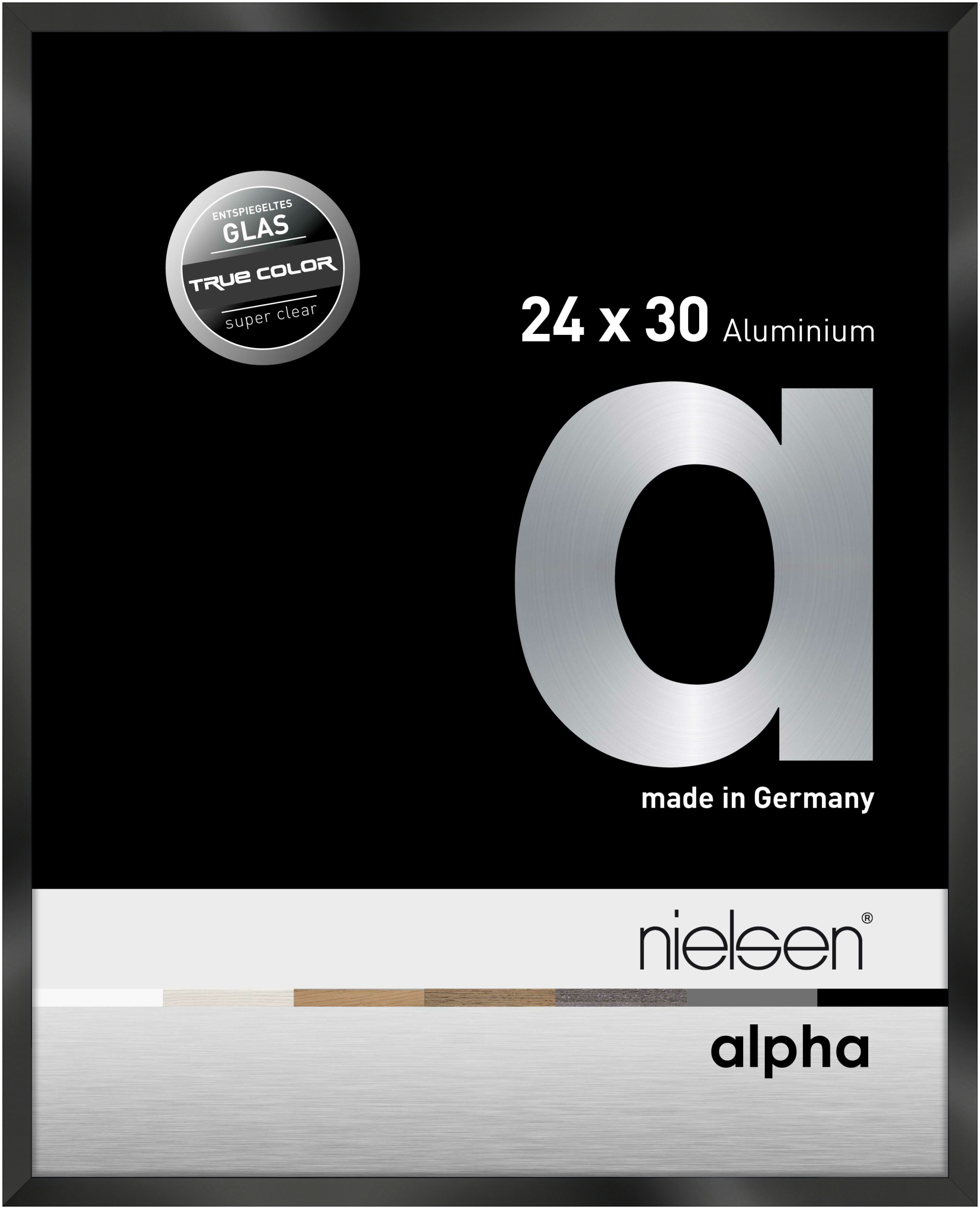 nielsen Aluminium Bilderrahmen Alpha True Color, 24x30 cm, Eloxal Schwarz Glanz