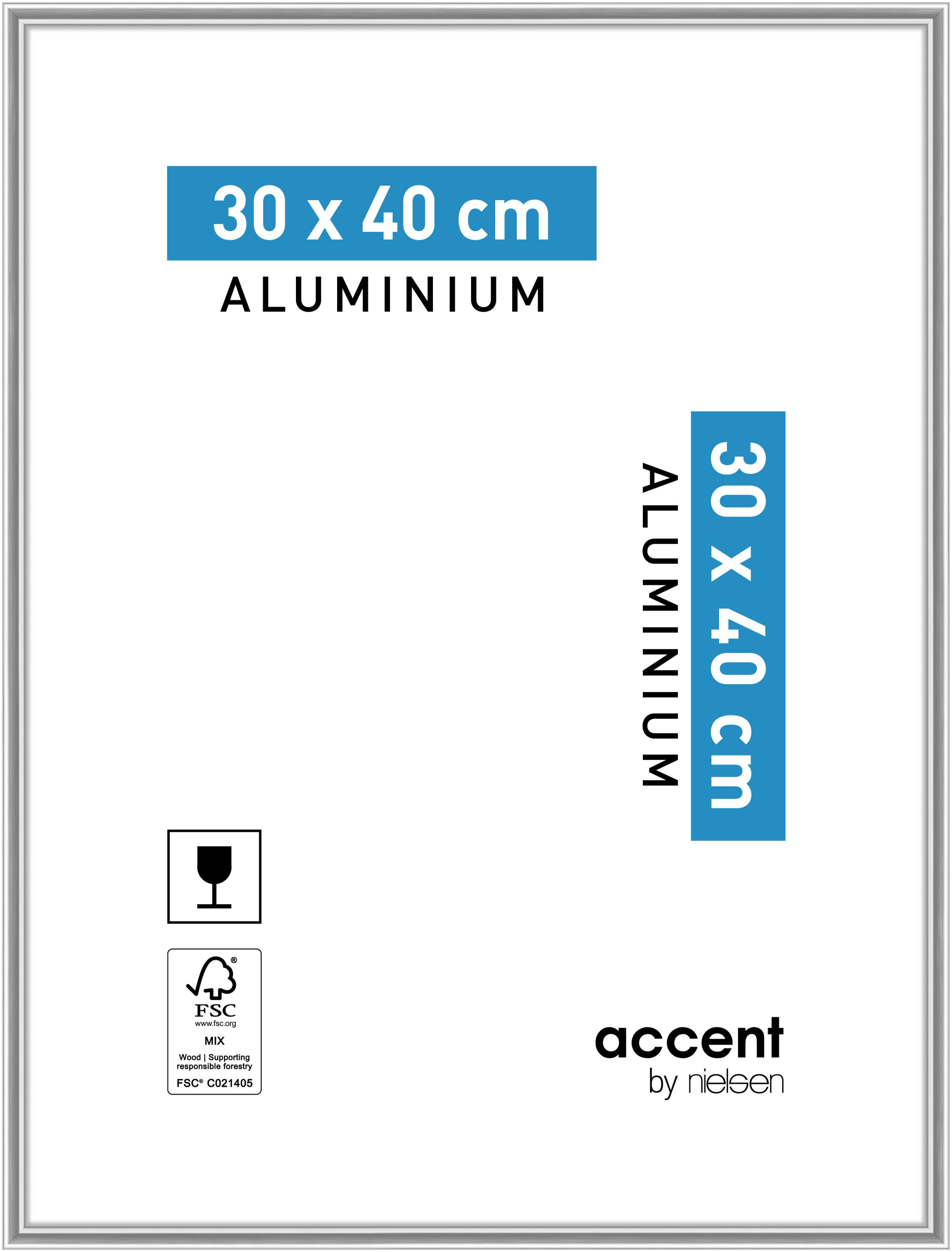accent by nielsen Aluminium Bilderrahmen Accent, 30x40 cm, Silber