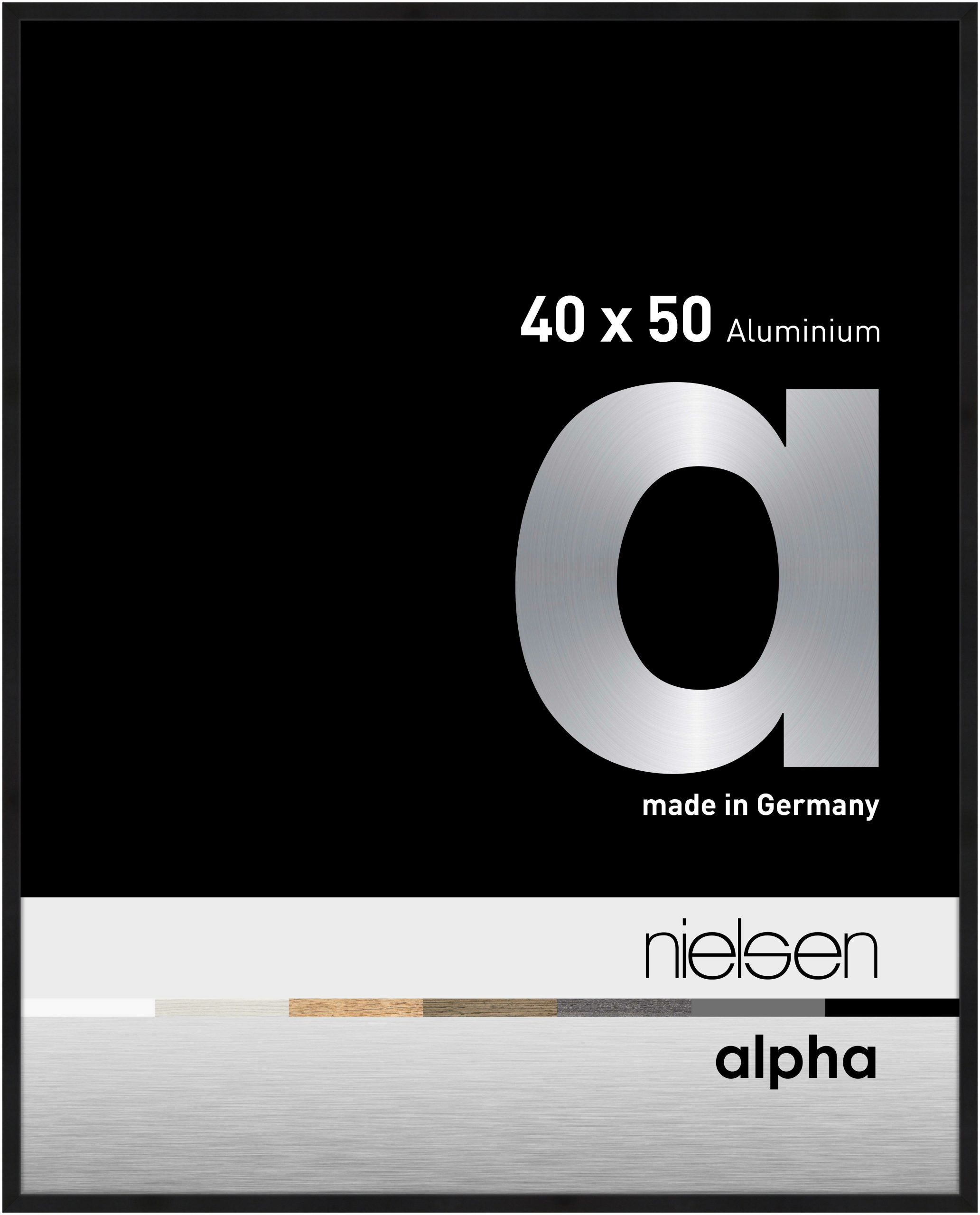 nielsen Aluminium Bilderrahmen Alpha, 40x50 cm, Eloxal Schwarz Matt