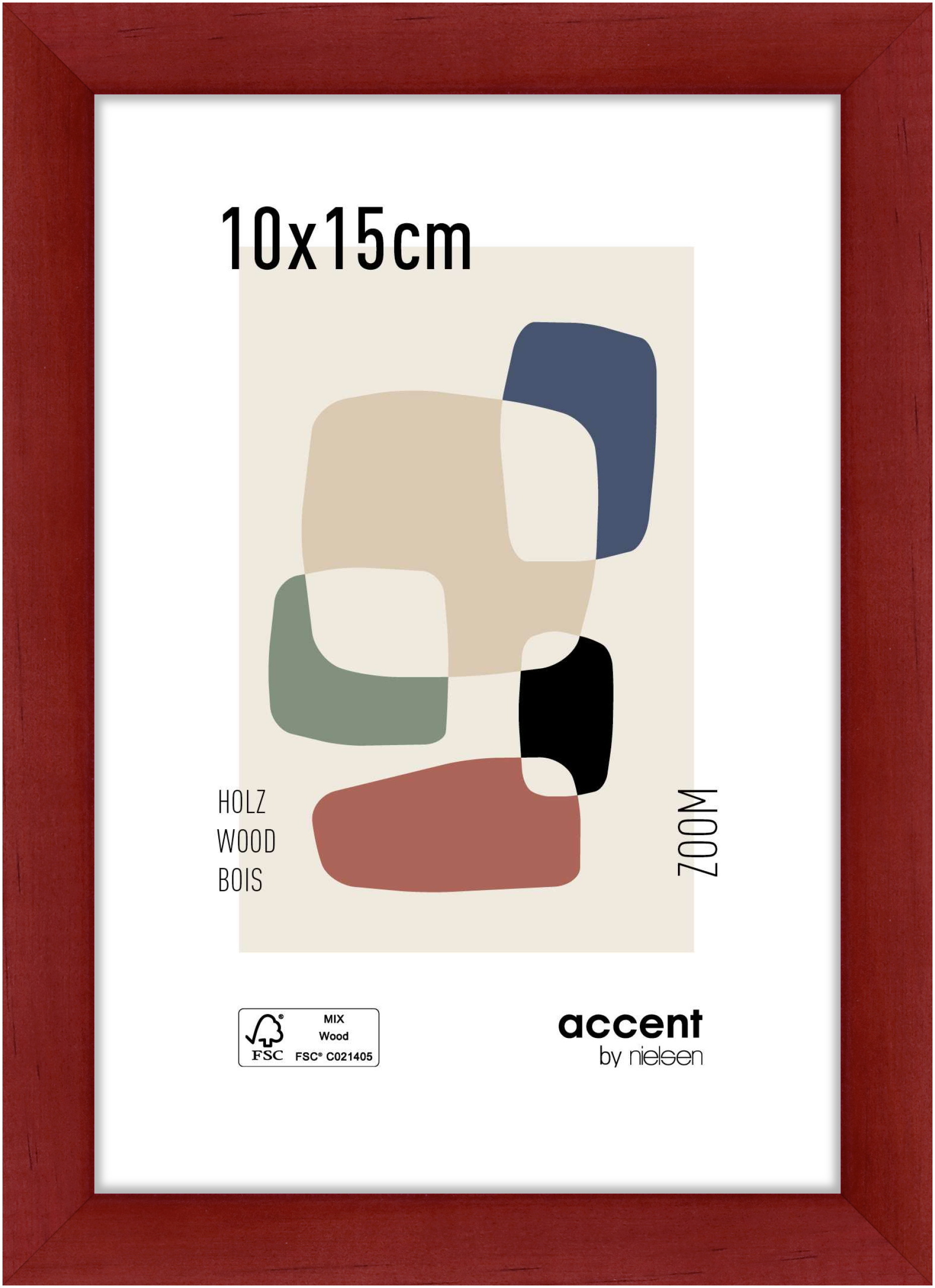 accent by nielsen Holz Bilderrahmen Zoom, 10x15 cm, Rot