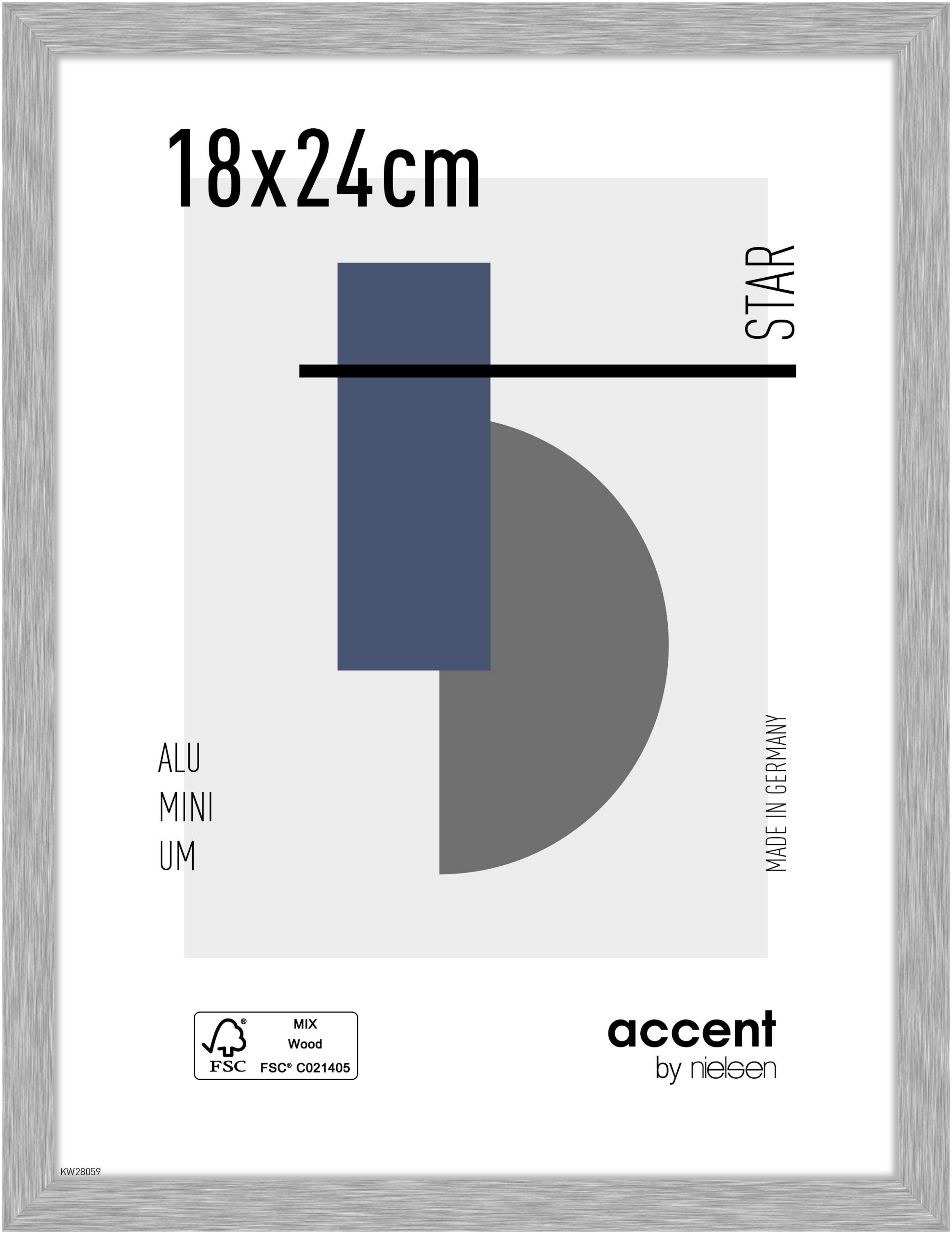 accent by nielsen Aluminium Bilderrahmen Star, 18x24 cm, Struktur Silber Matt