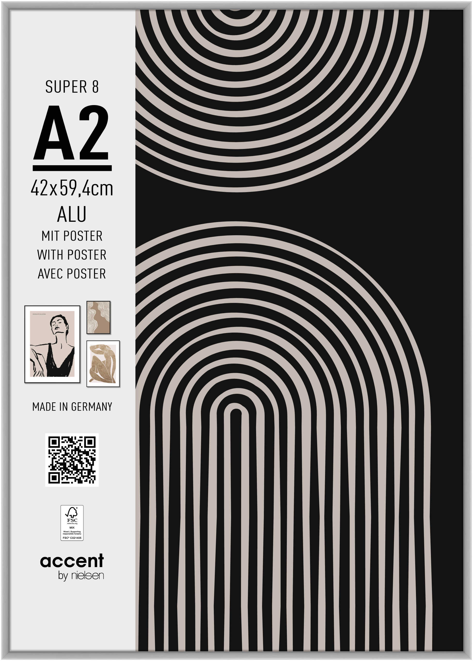 accent by nielsen Aluminium Bilderrahmen Super 8, 42x59,4 cm, Silber matt