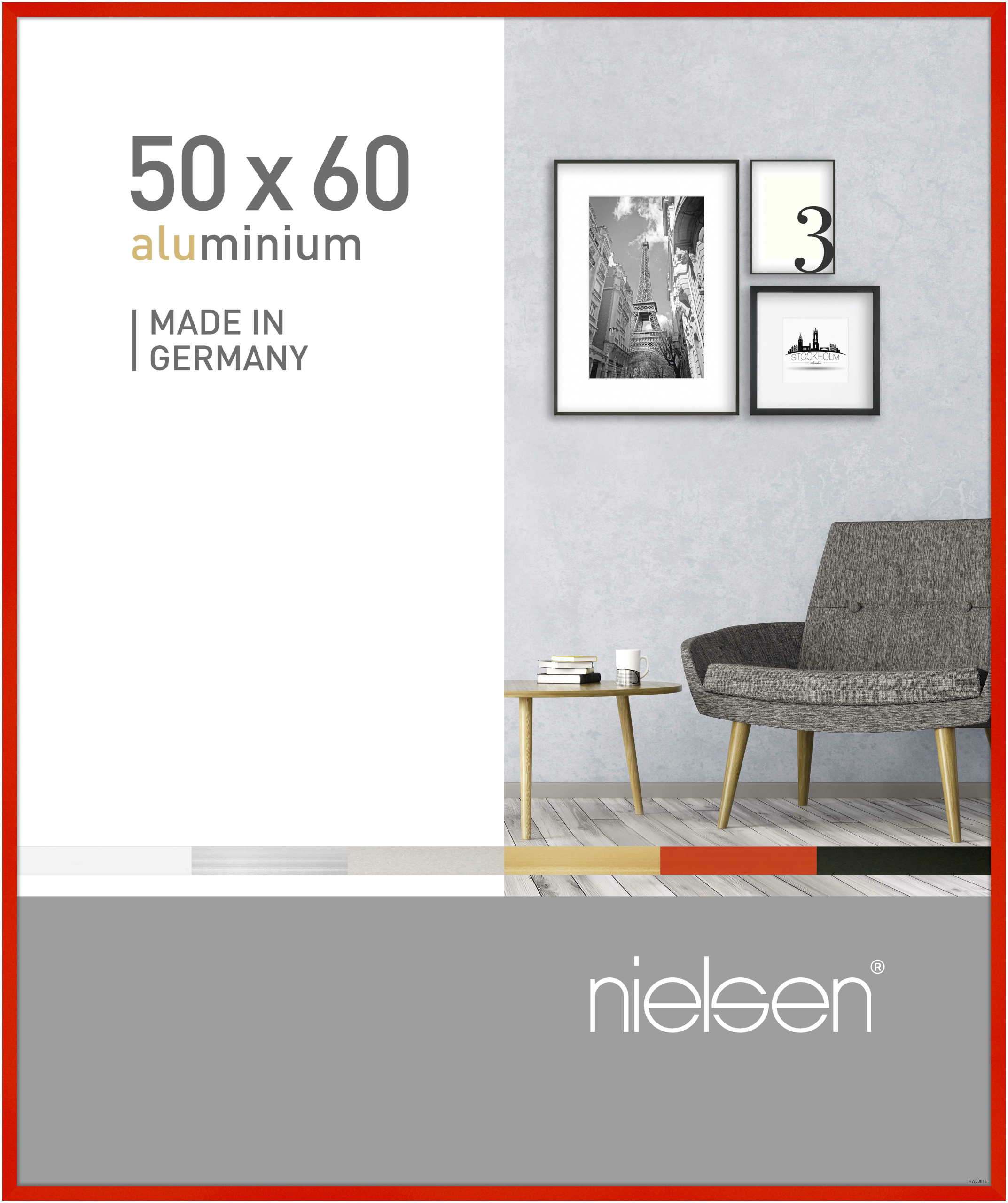 nielsen Aluminium Bilderrahmen Pixel, 50x60 cm, Tornado Rot