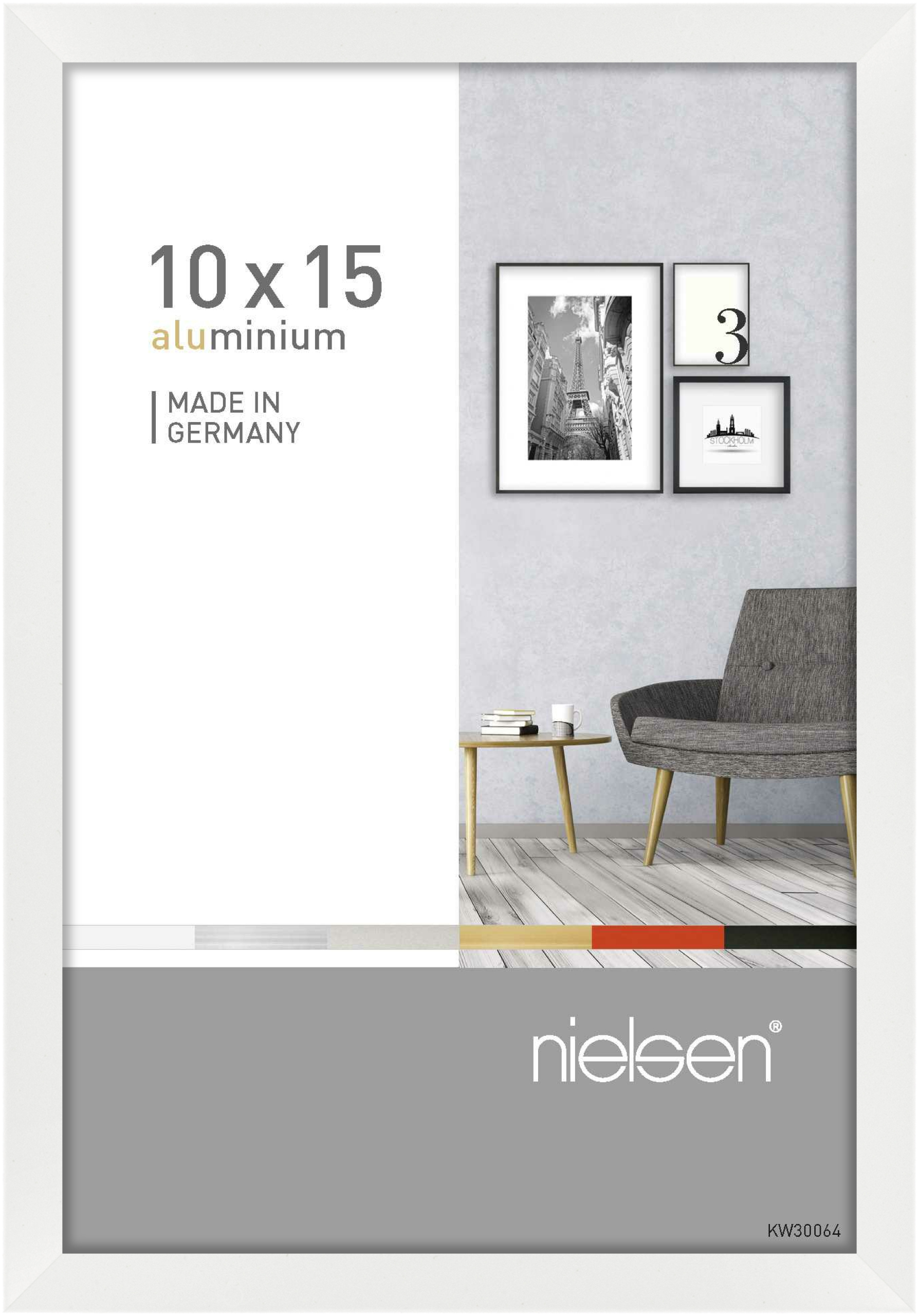 nielsen Aluminium Bilderrahmen Pixel, 10x15 cm, Weiß Glanz