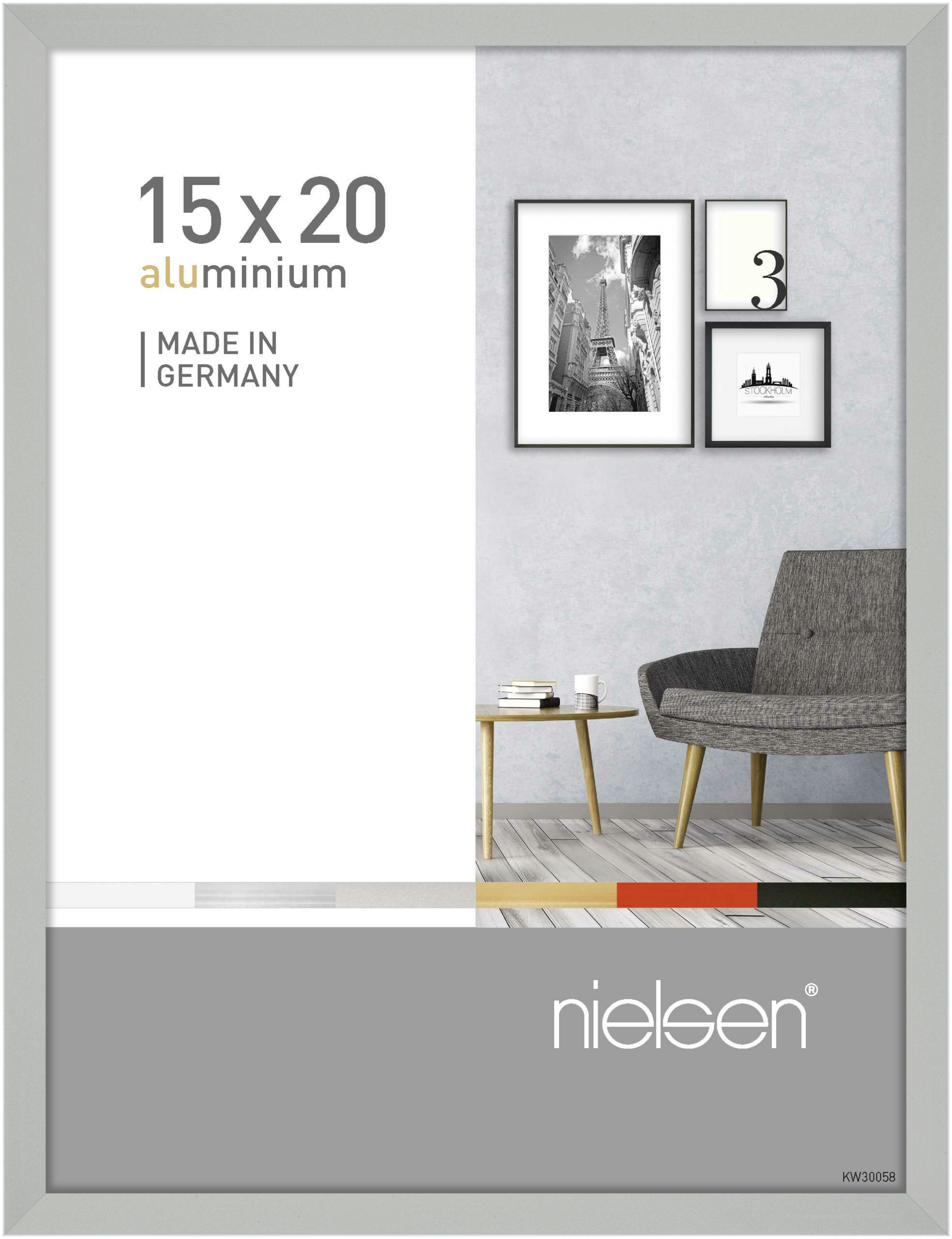 nielsen Aluminium Bilderrahmen Pixel, 15x20 cm, Silber Matt