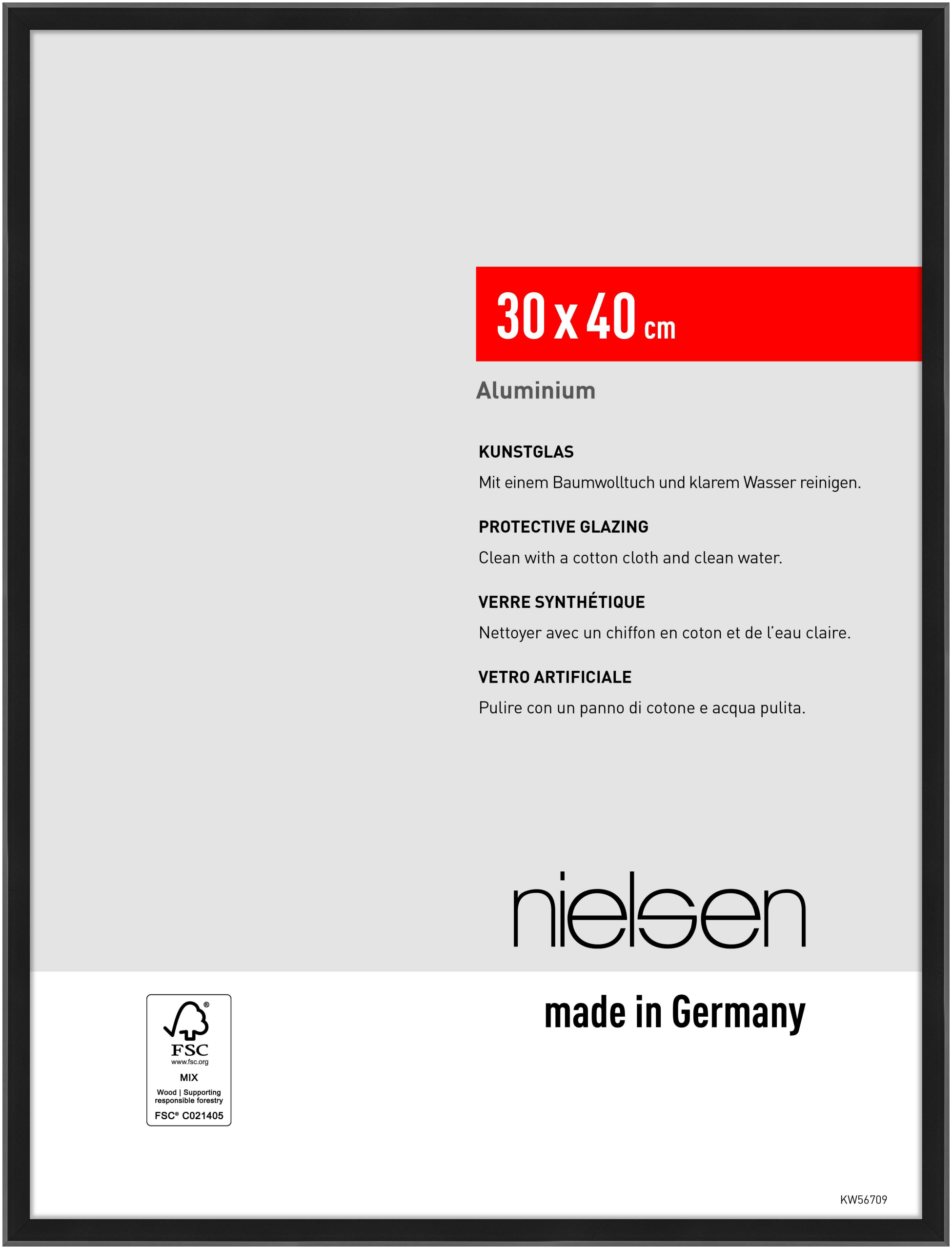 nielsen Aluminium Bilderrahmen Atlanta, 30 x 40 cm, Schwarz Matt