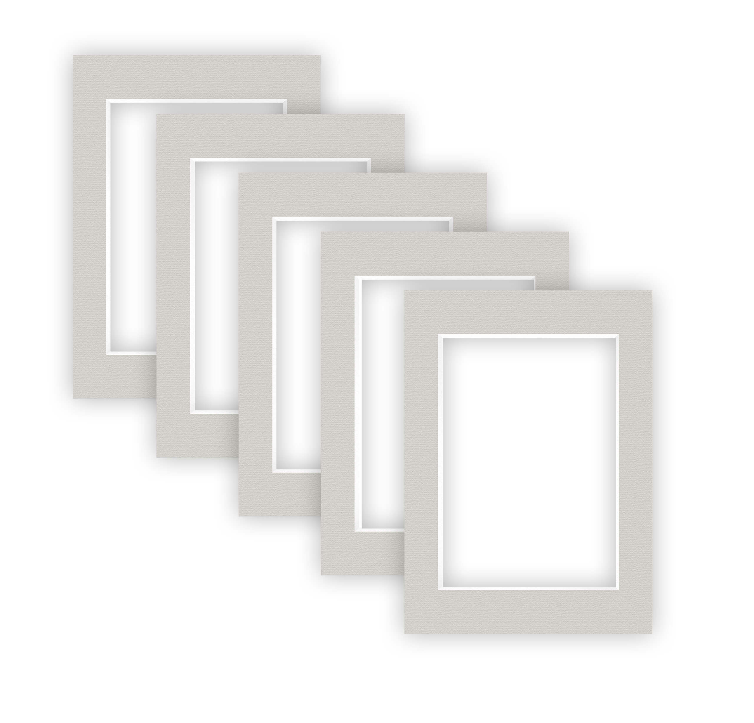 nielsen Conservation Passepartout 2,2 mm, 5er Set, Außenformat 13x18 cm für Bilder 9x13 cm, Kieselgrau mit Struktur
