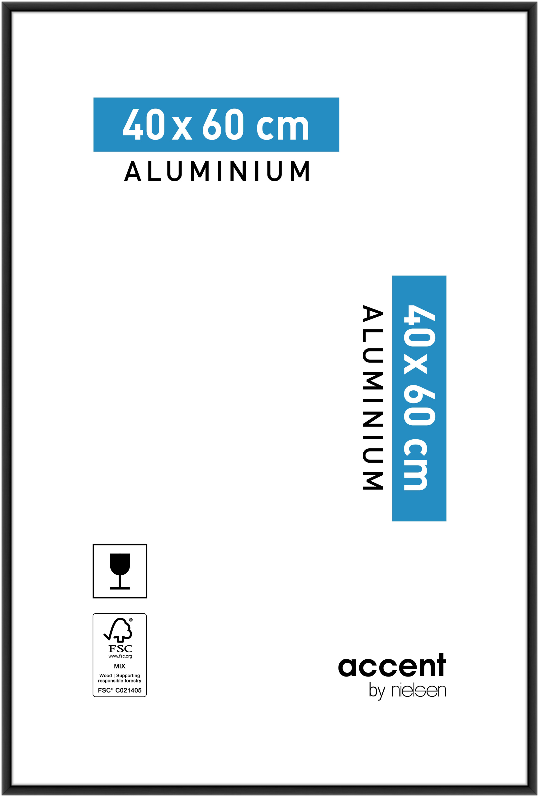 accent by nielsen Aluminium Bilderrahmen Accent, 40x60 cm, Schwarz Matt