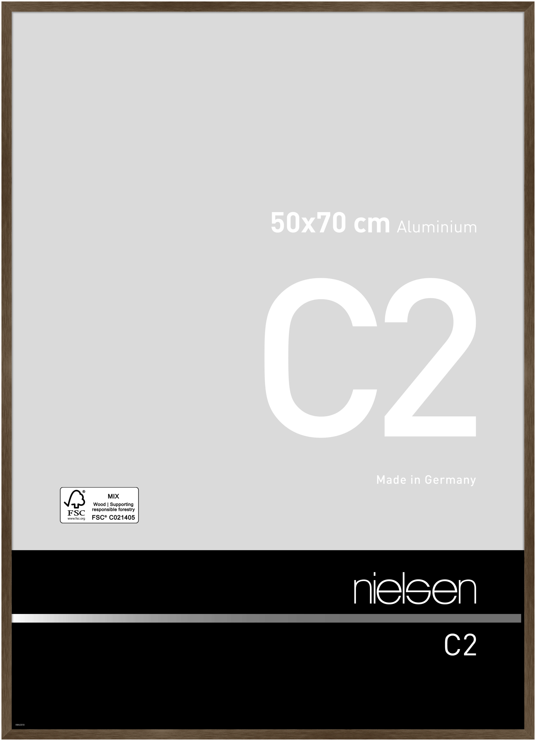 nielsen Aluminium Bilderrahmen C2, 50x70 cm, Struktur Walnuss Matt